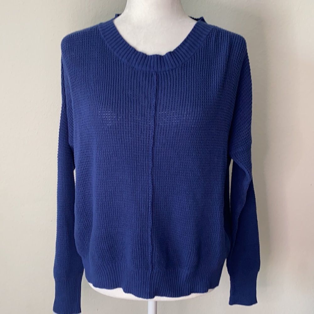 Nordstrom Sweet Romeo Blue Waffle Knit Sweater Small